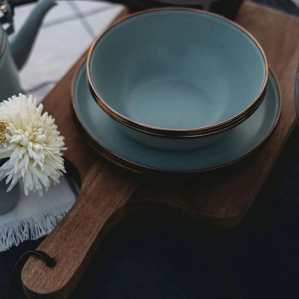 Barebones Enamel Bowl - Set of 2 Green