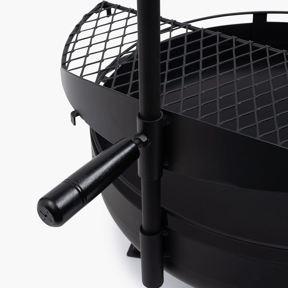 Barebones Cowboy Fire Pit Grill - 23'' (side view)