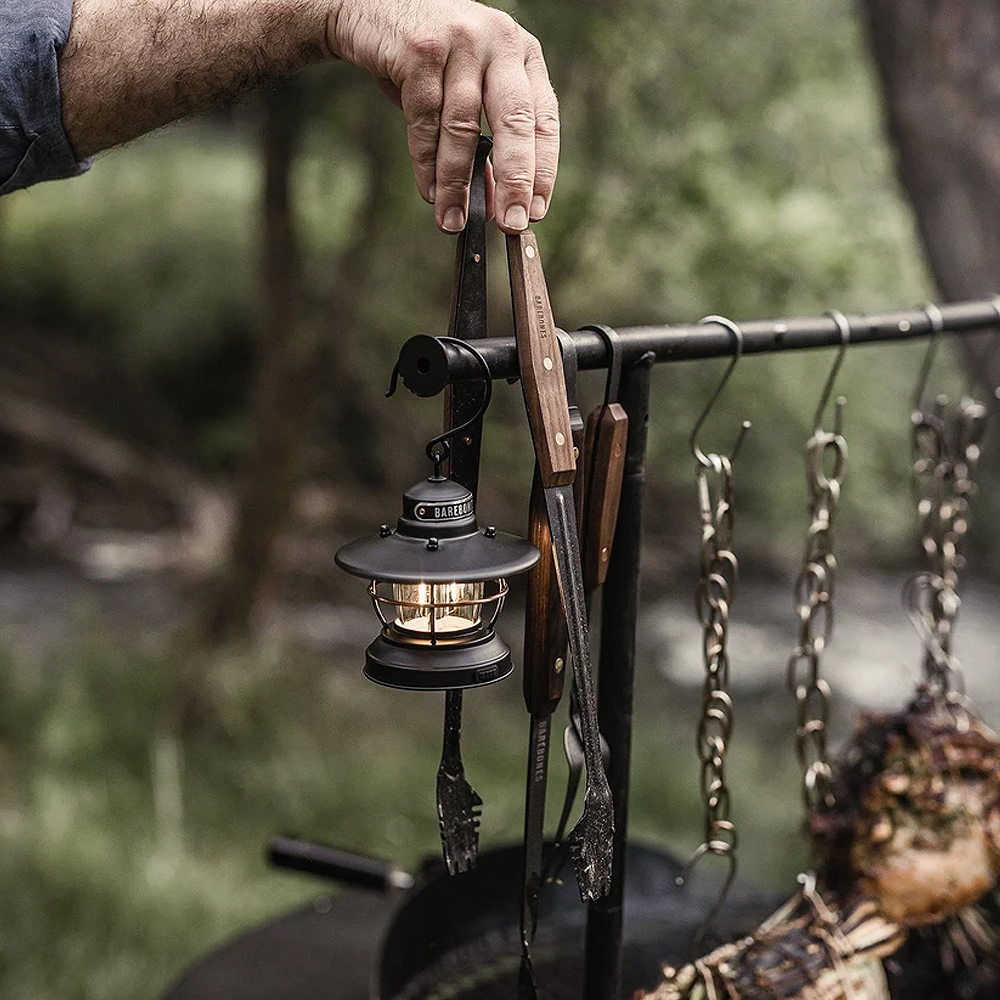Cooking Outdoor with Barebones Cowboy Grill Tongs