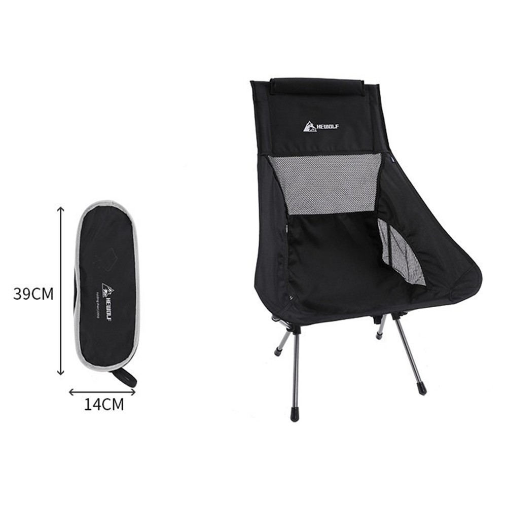 Hewolf Space Medium Aluminum Alloy Foldable Chair - Black