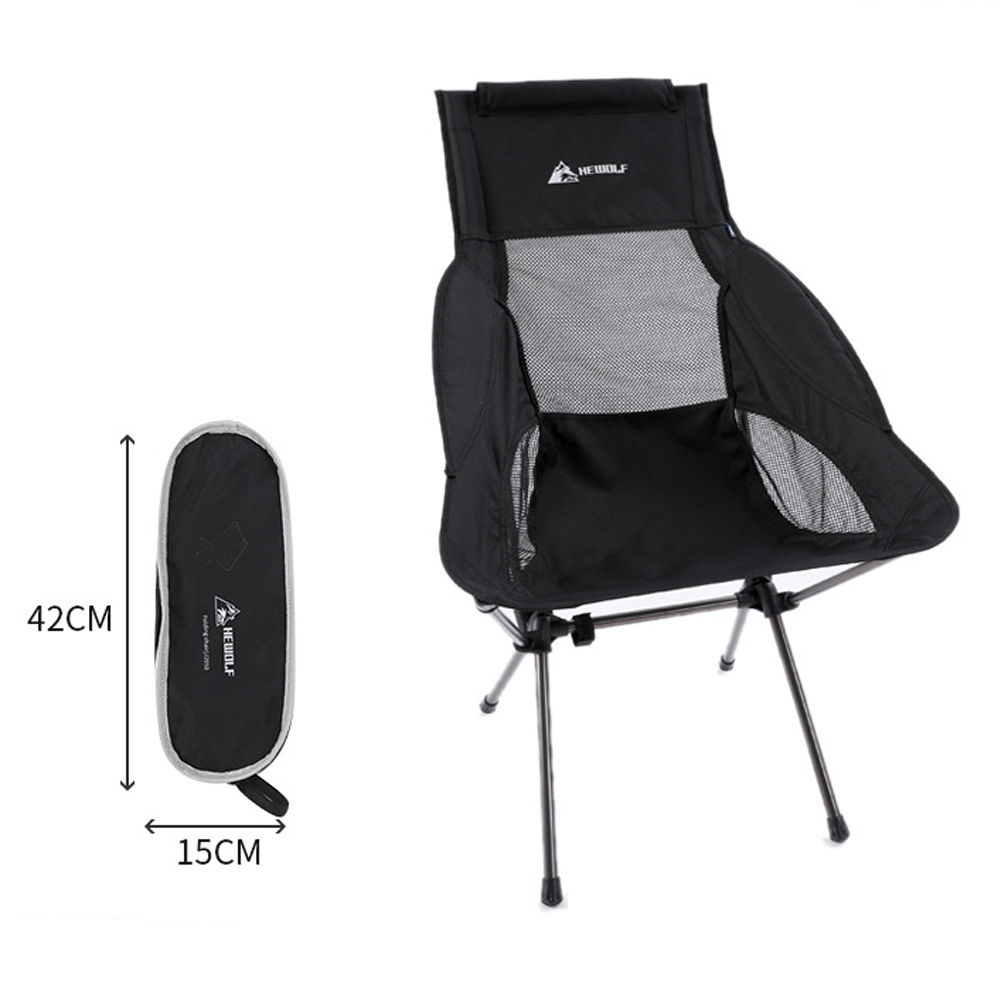 Hewolf Space Large Aluminum Alloy Foldable Chair - Black