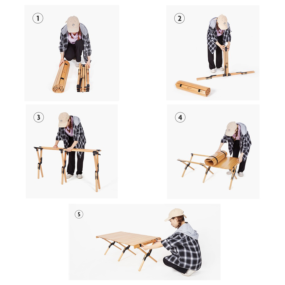 How to Assemble - Hewolf Foldable Large Wooden Egg Roll Table