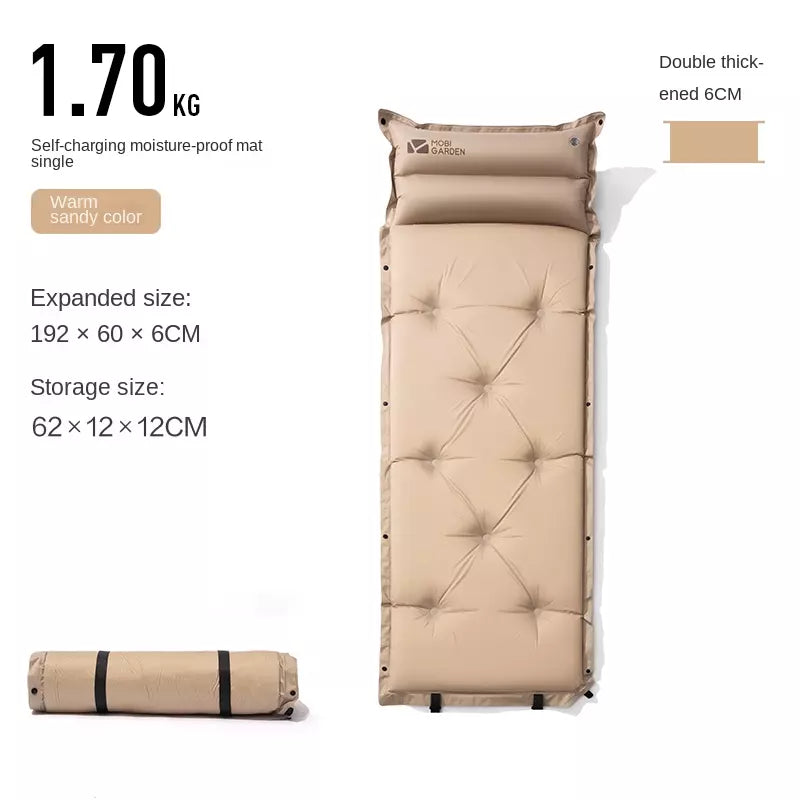 Mobi Garden Aquarius Automatic Inflatable 6cm Single Cushion - Khaki