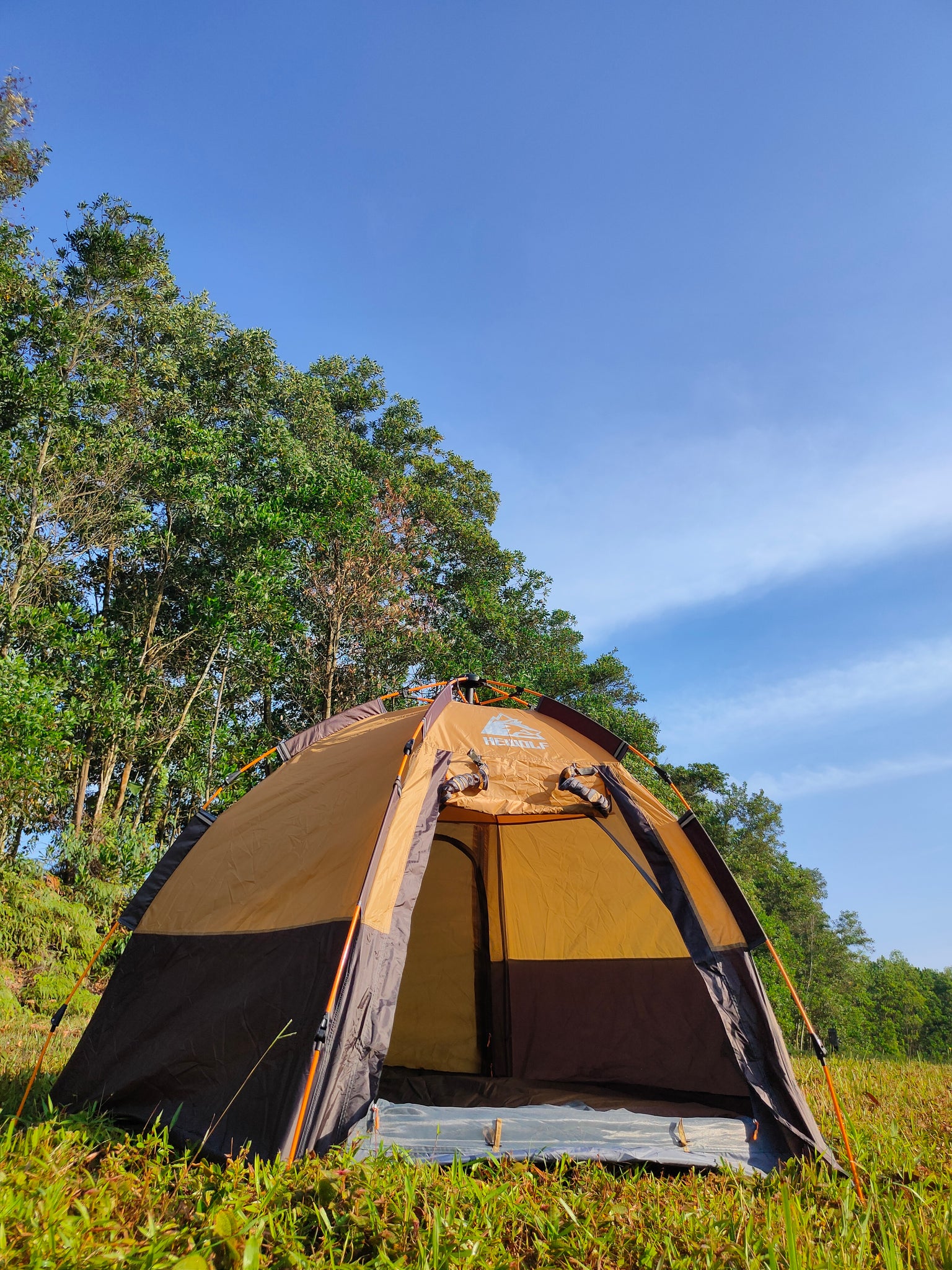 CAMPING  Hewolf Automatic Hexagonal Tent In Camel Brown - Review