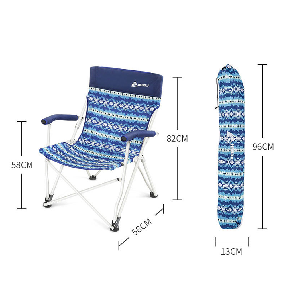 Hewolf Folding Chair - Blue Wave (Size and Dimension)