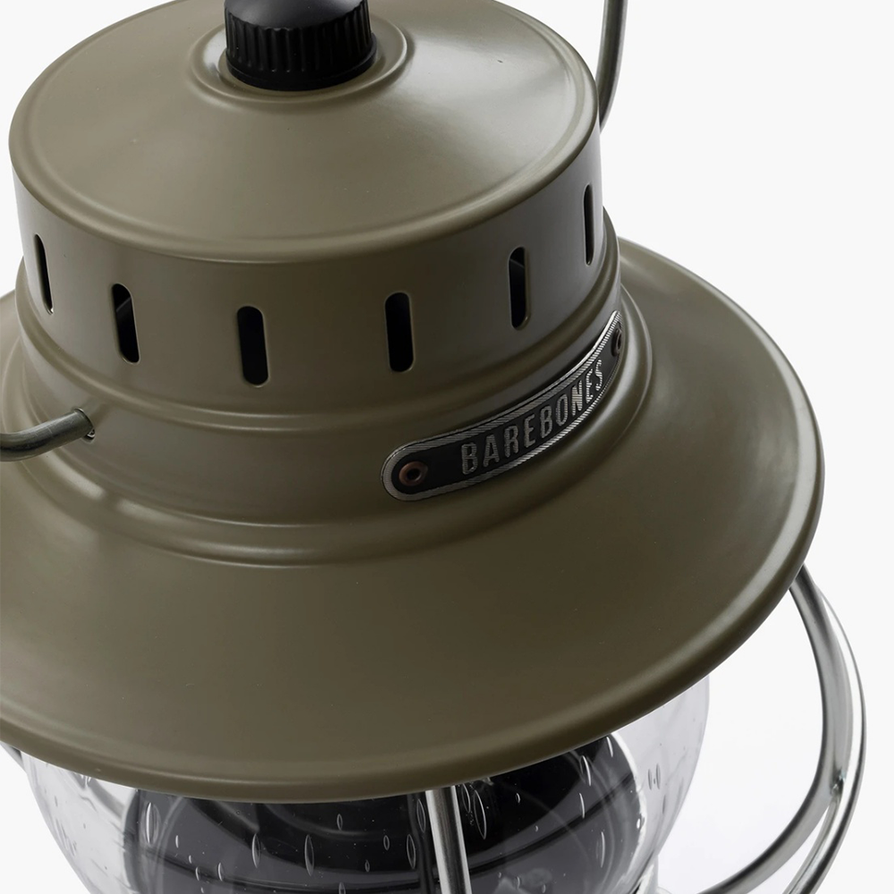 Barebones Railroad Lantern Olive Drab (top close up)