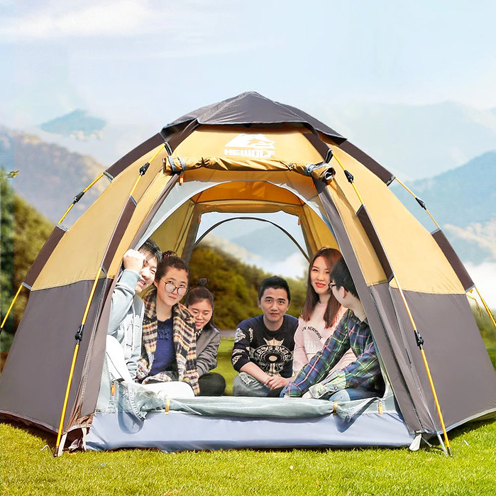 Hewolf Automatic 4 person Hexa Tent - Blue