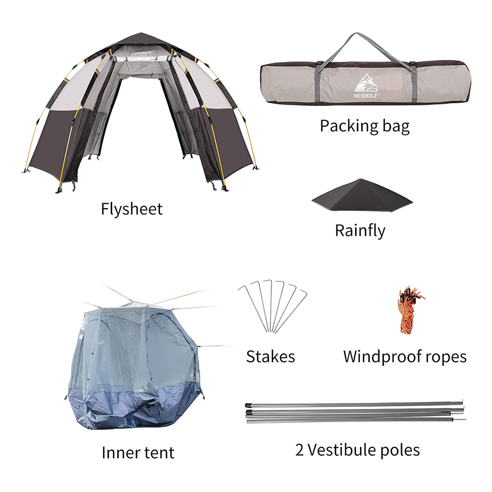 Hewolf Automatic 4 person Hexa Tent - Blue