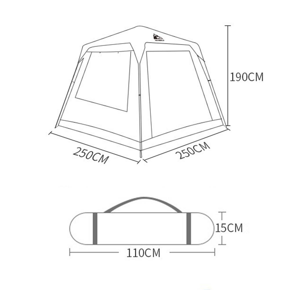 Hewolf Large 8 Person Square Top Automatic Tent - Camel