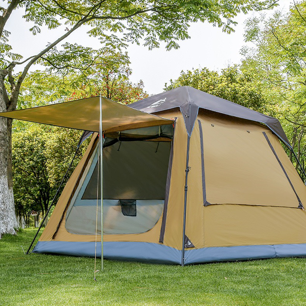 Hewolf Large 8 Person Square Top Automatic Tent - Camel