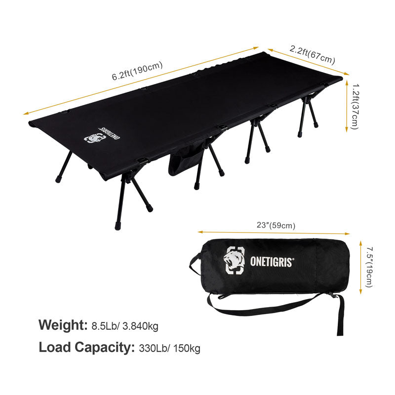 OneTigris Outdoor Foldable Camp Bed - Black