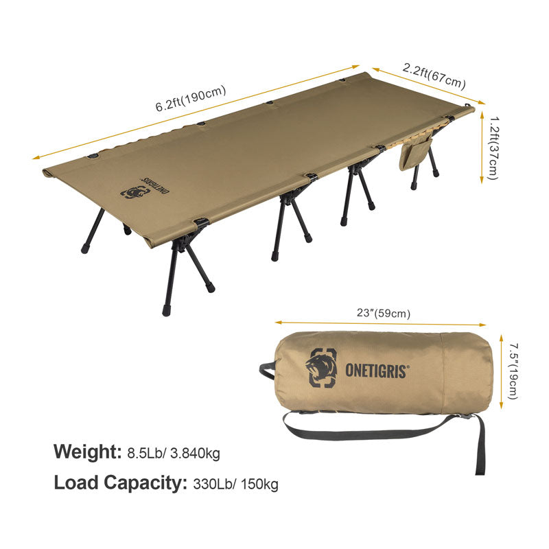 OneTigris Outdoor Foldable Camp Bed - Coyote Brown