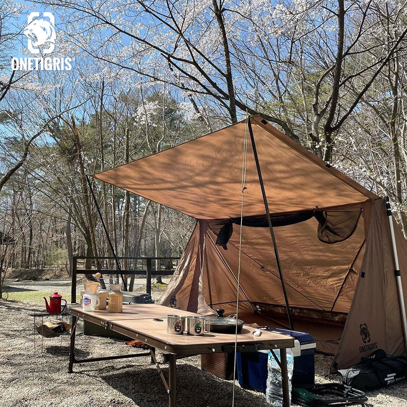 OneTigris Backwoods Bungalow Ultralight Bushcraft 1-2 person Shelter - Coyote Brown