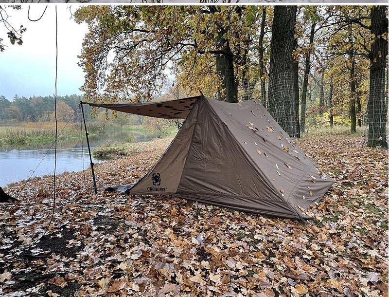 OneTigris Backwoods Bungalow Ultralight Bushcraft 1-2 person Shelter - Coyote Brown