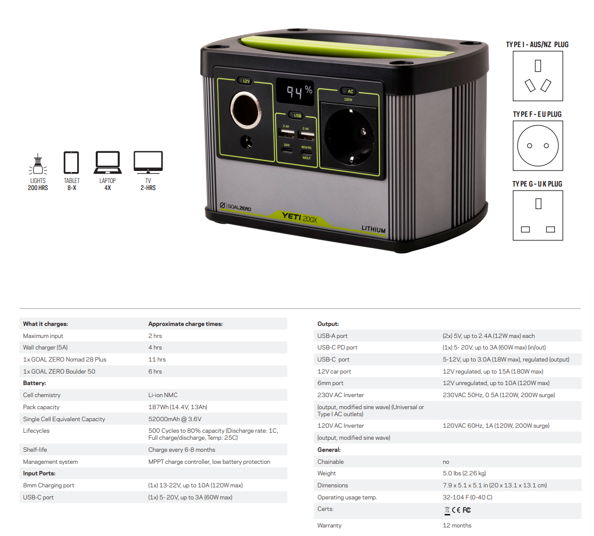 Goal Zero Yeti 200x (UK 3-pin socket)