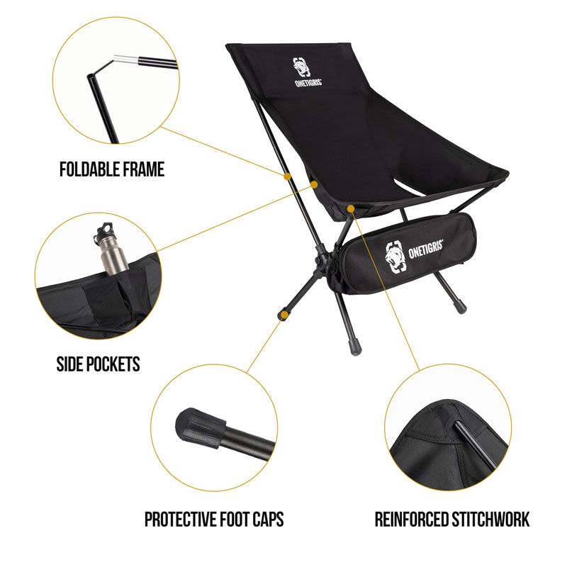 OneTigris Portable Camping Chair Large - Black