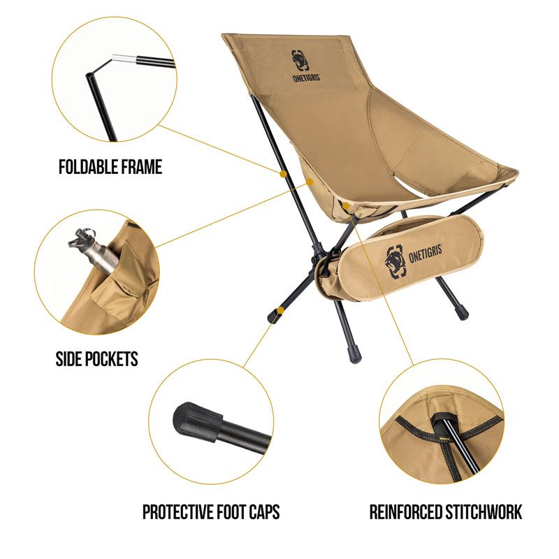 OneTigris Portable Camping Chair Large - Coyote Brown