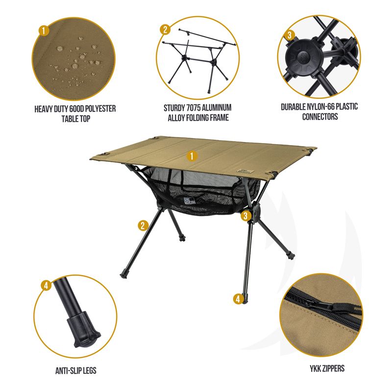 OneTigris Worktop Portable Camping Table - Coyote Brown