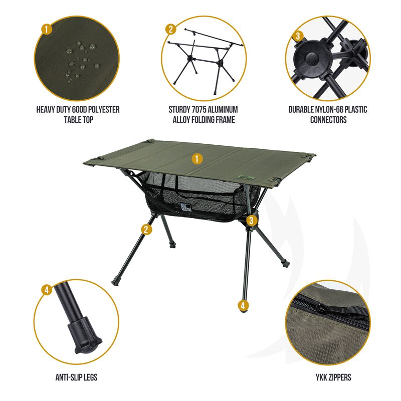 OneTigris Worktop Portable Camping Table - Ranger Green