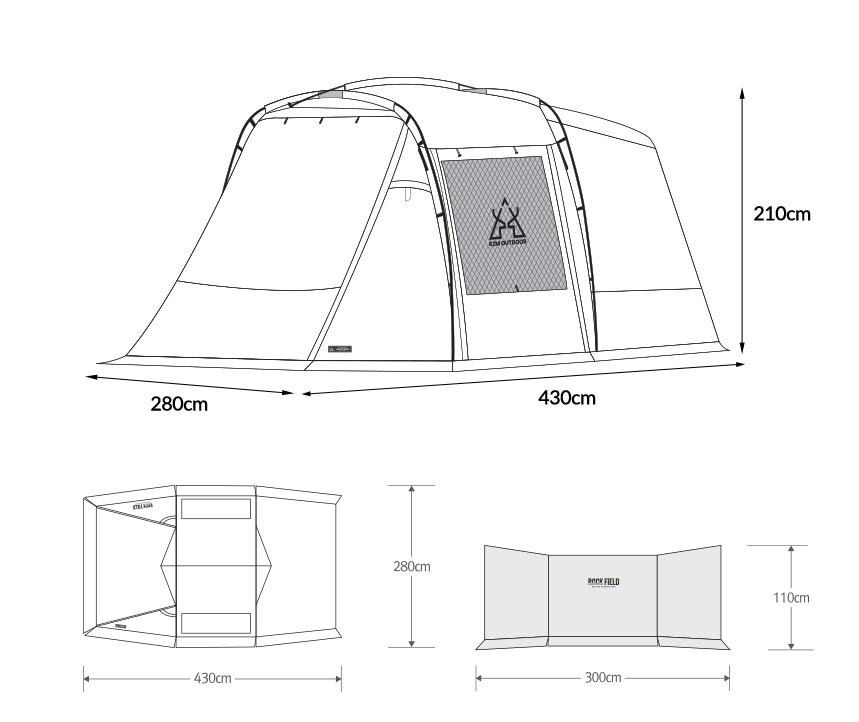 KZM Rock Field Car Camping Tent 2-3 person tent