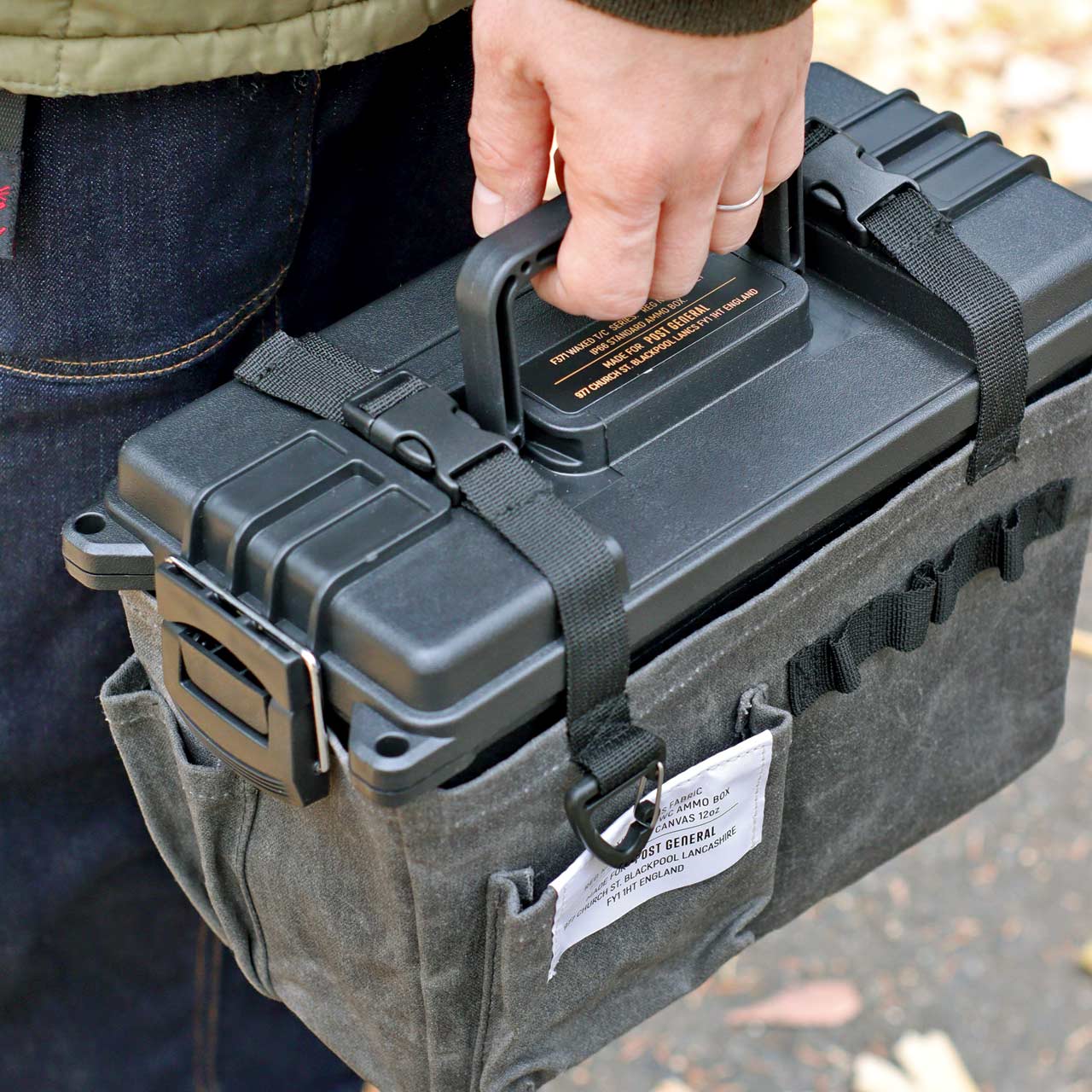 Post General Waxed Canvas Ammo Tool Box - Gray