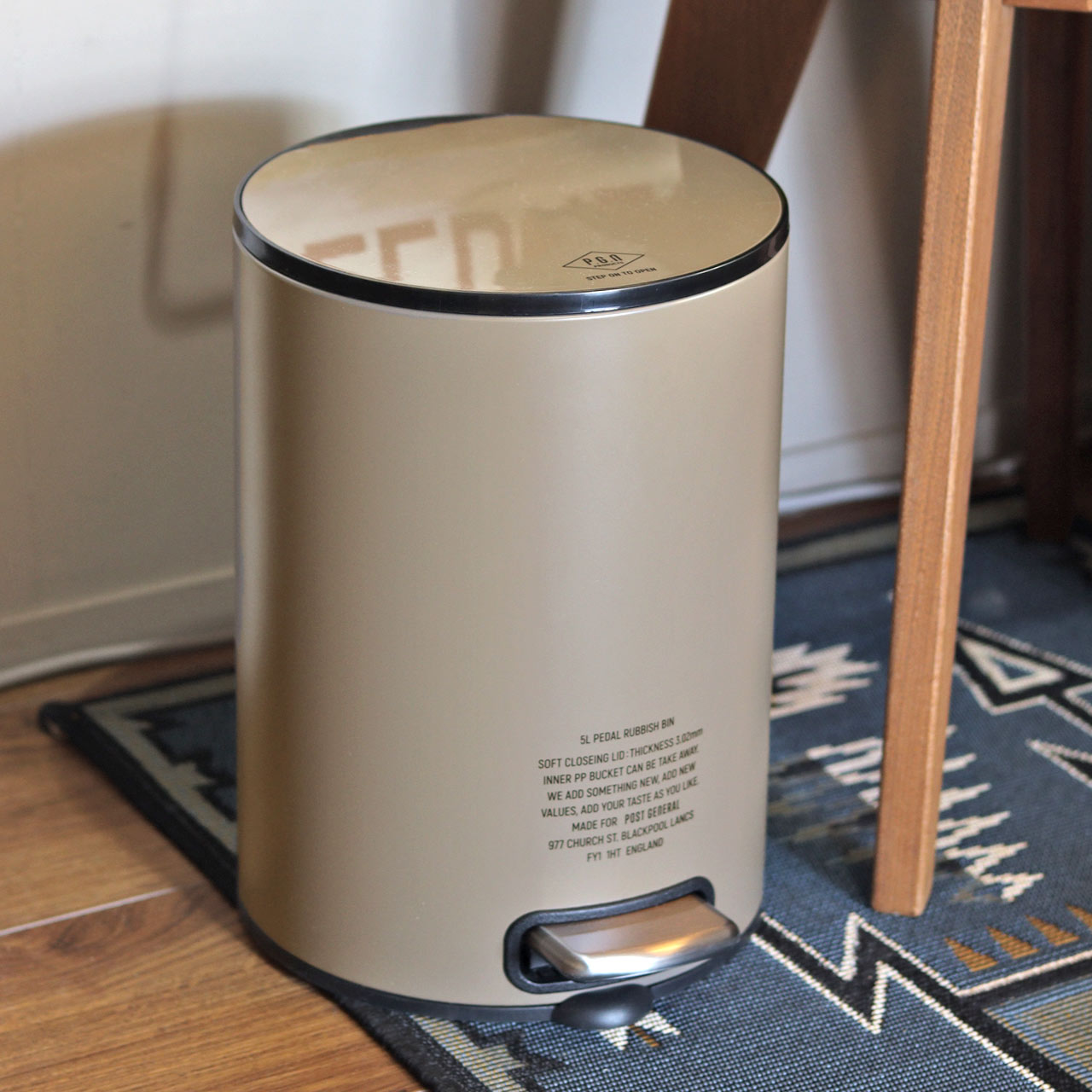 Post General Pedal Rubbish Bin 5L - Gray